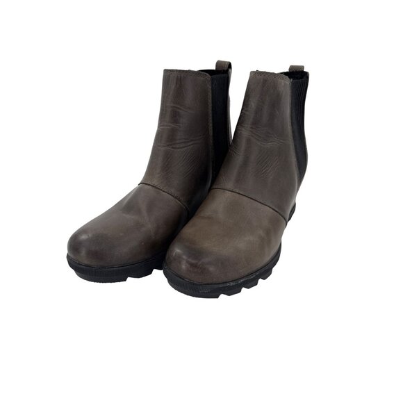 Sorel Joan of Arctic Wedge II Chelsea Ankle Boots Womens Size 7 Gray Leather - Picture 2 of 9